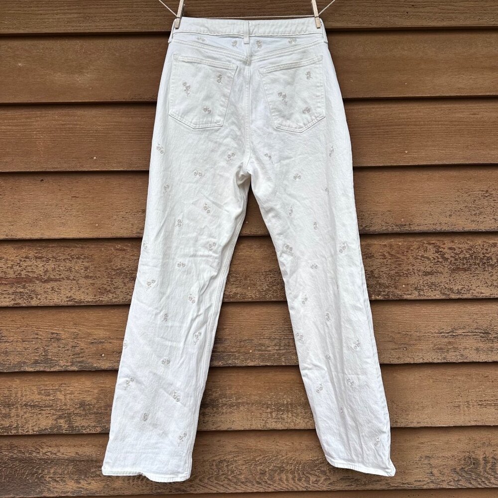 Abercrombie & Fitch Womens 90s High-Rise Relaxed Jeans With Cream Floral Embroid - Picture 4 of 13